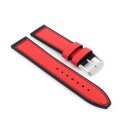 Hybrid Easy-Klick Silikon-Leder Uhrenarmband Modell Lesi rot-schwarz 18 mm