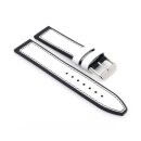 Hybrid Easy-Klick Silikon-Leder Uhrenarmband Modell Lesi weiß-schwarz 18 mm