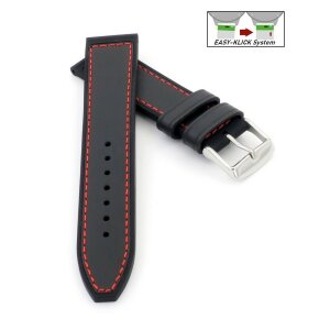 Hybrid Easy-Klick Silikon-Leder Uhrenarmband Modell Lesi schwarz-RN 22 mm