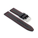 Hybrid Easy-Klick Silikon-Leder Uhrenarmband Modell Lesi schwarz-RN 22 mm