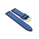 Hybrid Easy-Klick Silikon-Leder Uhrenarmband Modell Lesi blau-schwarz 22 mm