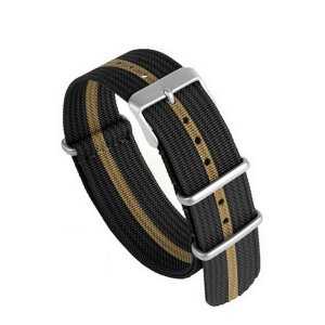 GEO-Straps Nato Canvas-Nylon Uhrenarmband Modell Quest-S schwarz-beige 20 mm