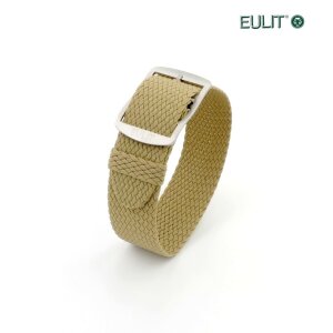 Eulit Perlon Durchzugs-Uhrenarmband Modell Baltic-gebürstet beige-creme 18 mm