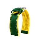 Premium Hybrid Silikon-Nylon Uhrenarmband Modell Isidor grün-gelb 20 mm