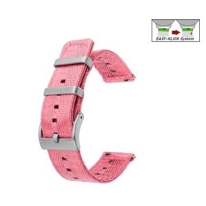 Easy-Klick Canvas-Nylon Textil Uhrenarmband Modell Former rosa-pink 20 mm