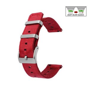 Easy-Klick Canvas-Nylon Textil Uhrenarmband Modell Former rot 22 mm