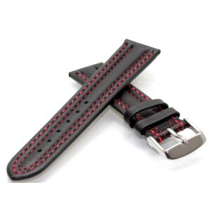 Softweiches Uhrenarmband mit Steppung Modell Stepper schwarz-RN 18 mm
