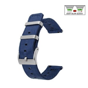 Easy-Klick Canvas-Nylon Textil Uhrenarmband Modell Former navy-blau 24 mm