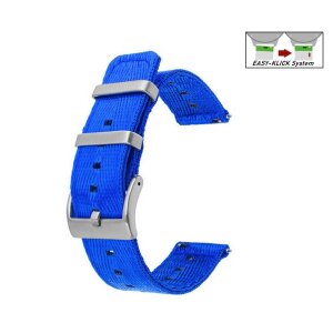 Easy-Klick Canvas-Nylon Textil Uhrenarmband Modell Former königs-blau 24 mm