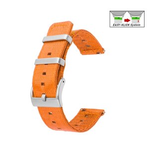Easy-Klick Canvas-Nylon Textil Uhrenarmband Modell Former orange 24 mm