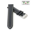 Französisches Softleder Easy-Klick Uhrenarmband Modell Paris schwarz-WN 24 mm