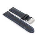 Französisches Softleder Easy-Klick Uhrenarmband Modell Paris schwarz-blau 22 mm