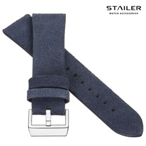 Stailer Veloursleder Uhrenarmband Modell Alaska blau 22 mm