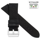 Stailer Easy-Klick Veloursleder Uhrenarmband Modell Alaska schwarz 22 mm