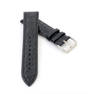 Kroko-Alligator Uhrenarmband Modell Amazonas schwarz-TiT 21 mm
