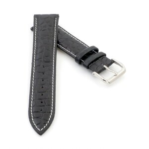 Kroko-Alligator Uhrenarmband Modell Amazonas schwarz-WN 20 mm