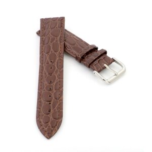 Kroko-Alligator Uhrenarmband Modell Amazonas mocca-TiT 17 mm