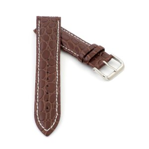 Kroko-Alligator Uhrenarmband Modell Amazonas mocca-WN 15 mm