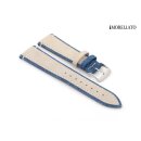 Morellato Veloursleder-Canvas Uhrenarmband Modell Vecellio beige-blau 18 mm