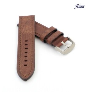 Handgefertigtes Fluco Rindleder Uhrenarmband Modell City mocca 24 mm