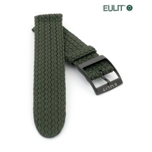 Eulit Perlon Uhrenarmband Modell Palma-Pacific-PVD XL-extralang grün 23 mm
