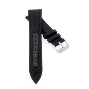 Canvas-Nylon Leder Uhrenarmband Modell Broker schwarz-SN 22 mm