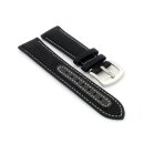 Canvas-Nylon Leder Uhrenarmband Modell Hartfort schwarz-WN 22 mm