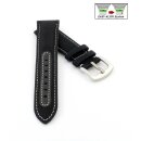 Easy-Klick Canvas-Nylon Leder Uhrenarmband Modell Hartfort schwarz-WN 22 mm