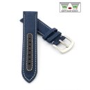 Easy-Klick Canvas-Nylon Leder Uhrenarmband Modell Hartfort blau-WN 22 mm