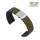 Easy-Klick Silikon Uhrenarmband Modell Aristo-S schwarz-gelb 20 mm, Faltschließe