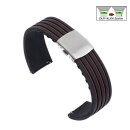 Easy-Klick Silikon Uhrenarmband Modell Aristo-S schwarz-braun 22 mm, Faltschließe