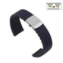 Easy-Klick Silikon Uhrenarmband Modell Aristo-S schwarz-blau 22 mm, Faltschließe