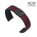 Easy-Klick Silikon Uhrenarmband Modell Aristo-P schwarz-rot 20 mm, Faltschließe