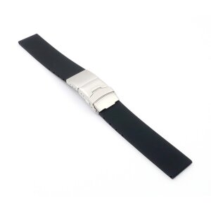 XL-Silikon Uhrenarmband Modell Rhodos-FS-S schwarz 22 mm, Faltschließe