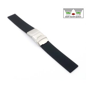 Easy-Klick XL-Silikon Uhrenarmband Modell Rhodos-FS-S schwarz 22 mm, Faltschließe