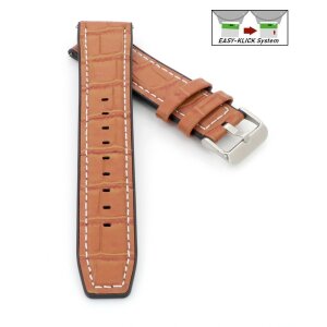 Hybrid Easy-Klick Uhrenarmband Modell Gant-Alligator cognac-WN 20 mm