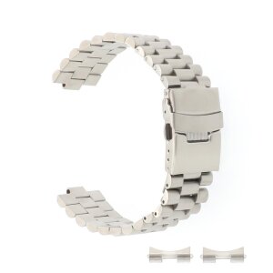 Edelstahl Rundanstoß-Uhrenarmband Modell Imex-Präsident-S silber 22 mm, komp. Seiko