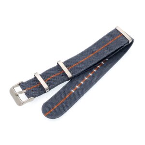 Elastic Nato Nylon Flex-Uhrenarmband Modell Oneflex-SG dunkelgrau-orange 22 mm