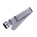 Elastic Nato Nylon Flex-Uhrenarmband Modell Oneflex-P hellgrau-orange 22 mm