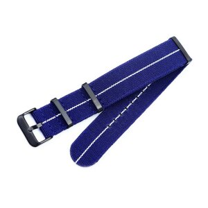 Elastic Nato Nylon Flex-Uhrenarmband Modell Oneflex-P blau-weiß 22 mm