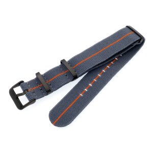 Elastic Nato Nylon Flex-Uhrenarmband Modell Oneflex-P dunkelgrau-orange 22 mm