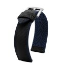 Premium Hybrid Silikon-Nylon Uhrenarmband Modell Isidor schwarz-blau 19 mm