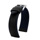 Premium Hybrid Silikon-Nylon Uhrenarmband Modell Isidor schwarz-blau 21 mm