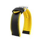 Premium Hybrid Silikon-Nylon Uhrenarmband Modell Isidor schwarz-gelb 19 mm