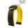 Easy-Klick Premium Hybrid Silikon-Nylon Uhrenarmband Modell Isidor schwarz-gelb 23 mm