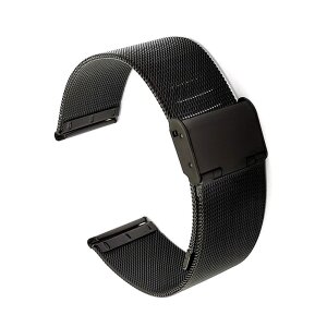 Edelstahl Milanaise-Mesh Uhrenarmband Modell Ulm PVD-schwarz 16 mm