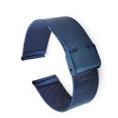 Edelstahl Milanaise-Mesh Uhrenarmband Modell Ulm blau 20 mm