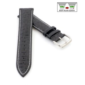Easy-Klick Kroko-Alligator Uhrenarmband Modell Amazonas schwarz-WN 20 mm