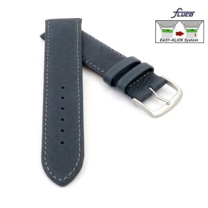 Fluco Easy-Klick weiches Schweinsleder Uhrenarmband Modell Pig blau 16 mm