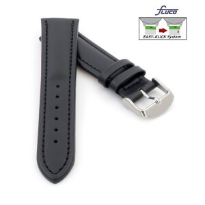 Fluco Easy-Klick Kalbsleder Uhrenarmband Modell Vip-Chrono schwarz 22 mm